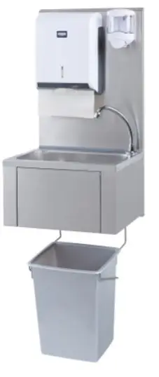 Op = Op HorecaTraders Horeca hand wasbak + papier en zeep dispenser | Plastic