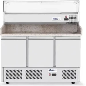 Arktic Horeca Pizzawerkbank met drie deuren koelvitrine 380+40 l 230V 400W Tijdelijk Beschikbaar