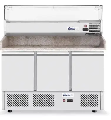 Arktic Horeca Pizzawerkbank met drie deuren koelvitrine 380+40 l 230V 400W Tijdelijk Beschikbaar