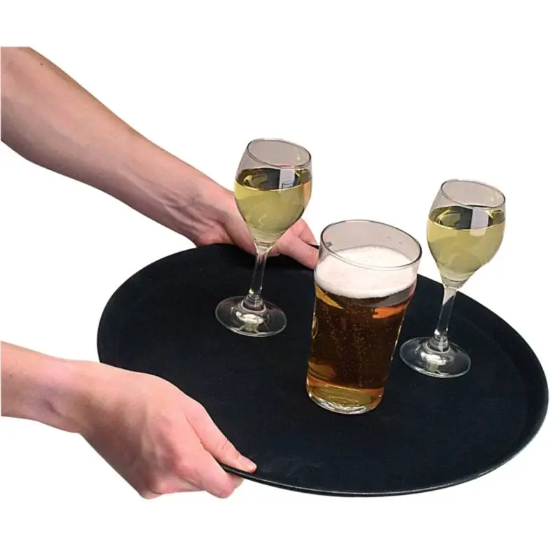 HorecaTraders Antislip Dienblad Zwart Rond | Kunststof | 3 Maten Lage Kosten