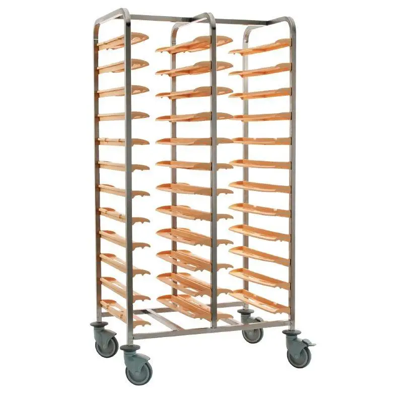 HorecaTraders Dubbele RVS Dienbladenwagen | 169(h) x 93(b) x 64(d)cm Actieprijs