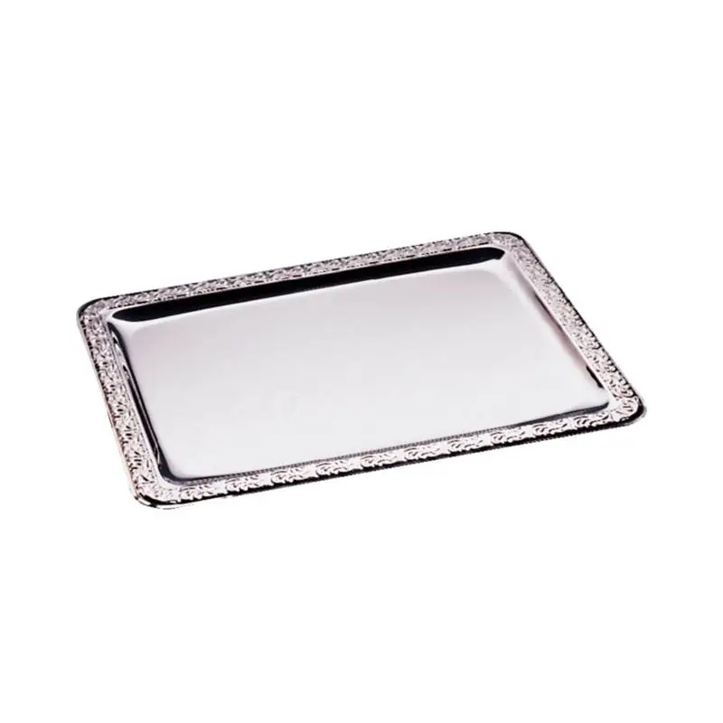 HorecaTraders Rechthoekige RVS serveerschaal 50x36cm Finale Uitverkoop