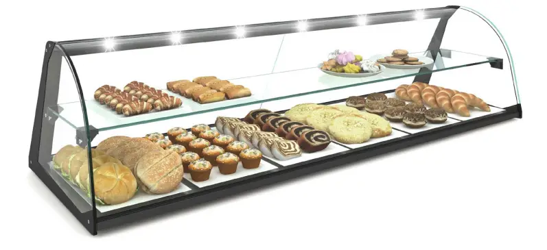 Flitsaanbieding HorecaTraders Neutrale vitrine | Beschikbaar in 4 maten | Gehard glas | LED verlichting