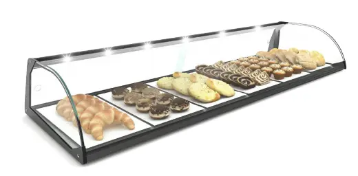 HorecaTraders Neutrale vitrine | Beschikbaar in 4 maten | Gehard glas | LED verlichting Express Levering