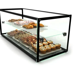 Express Levering HorecaTraders Neutrale vitrine met 1 plank | Beschikbaar in 8 maten | LED verlichting | Verhard glas
