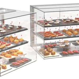 HorecaTraders Neutrale vitrine rechthoekig | Beschikbaar in 4 maten | Gehard glas | LED verlichting Bestel Nu
