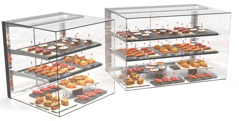 HorecaTraders Neutrale vitrine rechthoekig | Beschikbaar in 4 maten | Gehard glas | LED verlichting Bestel Nu