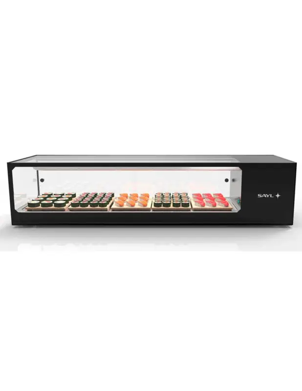 HorecaTraders Gekoelde vitrine | Sushi | Verhard glas + LED Premium