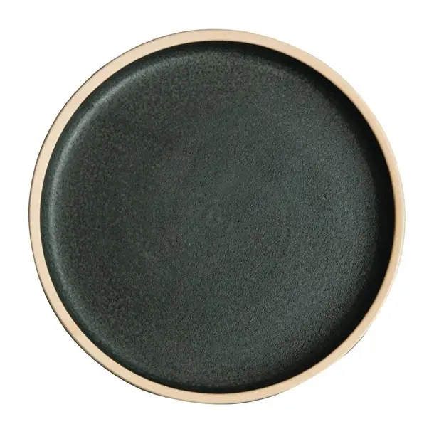 Gratis Retour Olympia Canvas platte ronde borden | donkergroen | Ø18cm | 6 stuks