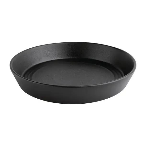Olympia Cavolo zwarte platte ronde kom | 220 mm | (doos 4) Dagaanbieding
