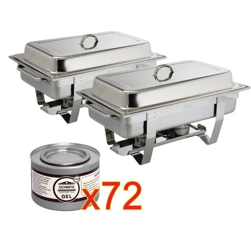 Olympia Chafing Dish GN 1/1 met 72 blikjes brandpasta Beperkt Aanbod