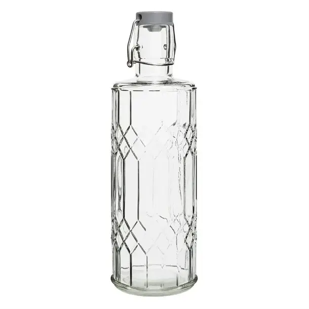 Olympia Olympia geo glazen waterfles met stop | 1L | (6 stuks) Gecertificeerd