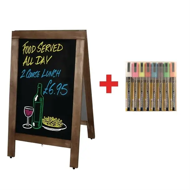 Olympia groot stoepbord | Gratis set Securit-pennen | 120(h) x 70(b) x 120(d)cm Meest Verkocht
