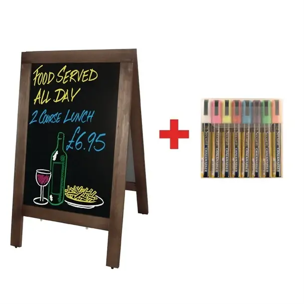 Olympia klein stoepbord | Gratis set Securit-pennen | 85(h) x 50(b) x 85(d)cm Bestseller