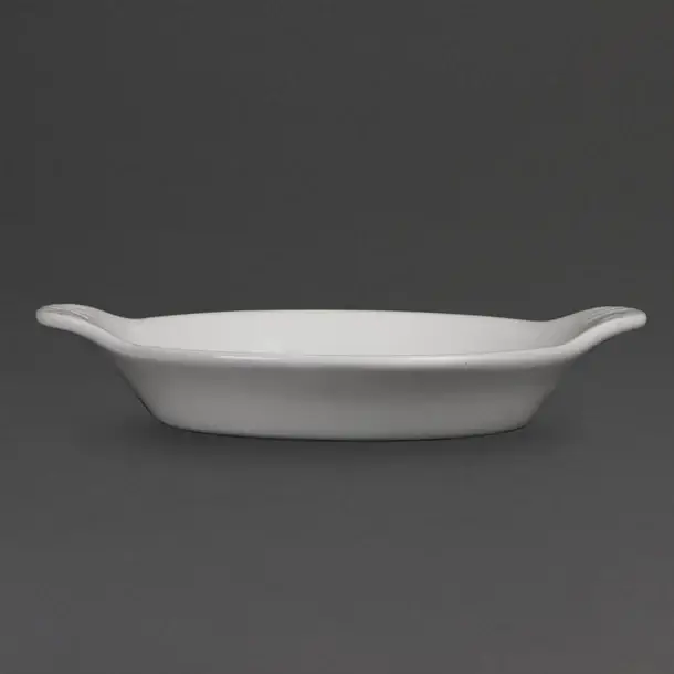 Olympia Whiteware ronde witte gratineerschalen met handvatten 17x14cm (6 stuks) Koopje