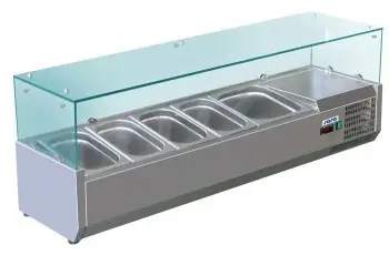 Hete Deal Saro Opzetkoelvitrine 4x 1/3 + 1x 1/2 GN | Statische koeling