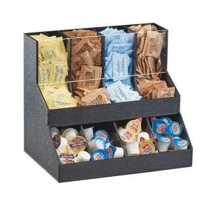 HorecaTraders Organizer voor Koffietoebehoren - 2 Niveaus - 8 Vakken - Zwart Kunststof - 330x235x286mm Bestseller