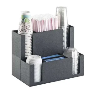 HorecaTraders Organizer voor Koffietoebehoren - 2 Niveaus - Zwart Kunststof - 369x223x273mm Goedkoop
