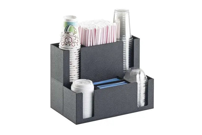 HorecaTraders Organizer voor Koffietoebehoren - 2 Niveaus - Zwart Kunststof - 369x223x273mm Goedkoop