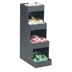 Favoriet HorecaTraders Organizer voor Koffietoebehoren - 4 Niveaus - 4 Vakken - Zwart Kunststof - 305x165x521mm