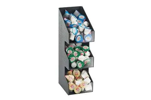 HorecaTraders Organizer voor Koffietoebehoren - Klassiek - 3 Vakken - Zwart Kunststof - 171x133x406mm Gratis Retour