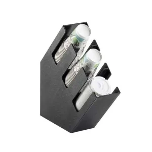 Hete Deal HorecaTraders Organizer voor Koffietoebehoren - Schuin - 3 Vakken - Zwart Kunststof - 413x140x413mm