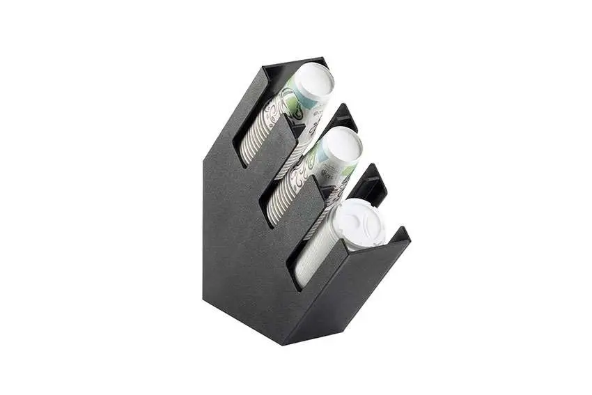 Hete Deal HorecaTraders Organizer voor Koffietoebehoren - Schuin - 3 Vakken - Zwart Kunststof - 413x140x413mm