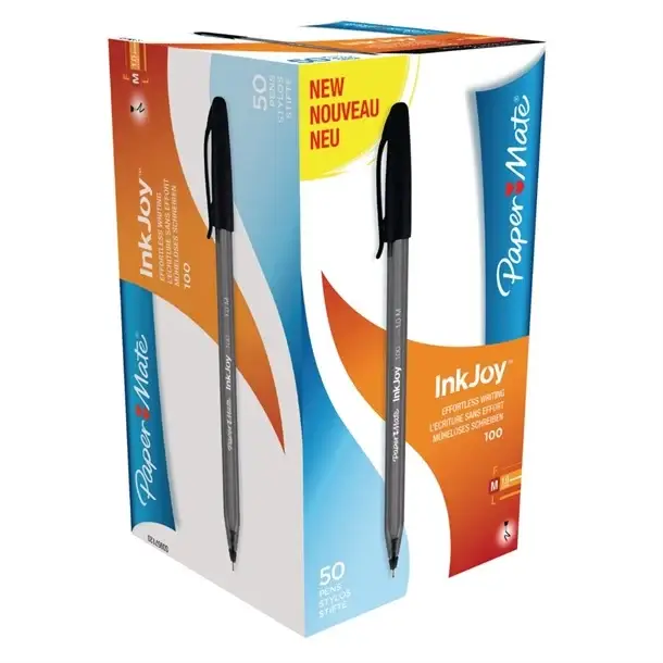 Uitverkoop HorecaTraders Paper Mate Inkjoy| 100 pennen met dop | Zwart | (50 stuks)