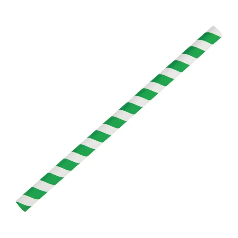 Seizoensaanbieding HorecaTraders Papieren | Groen/wit gestreepte smoothierietjes | 250 Stuks