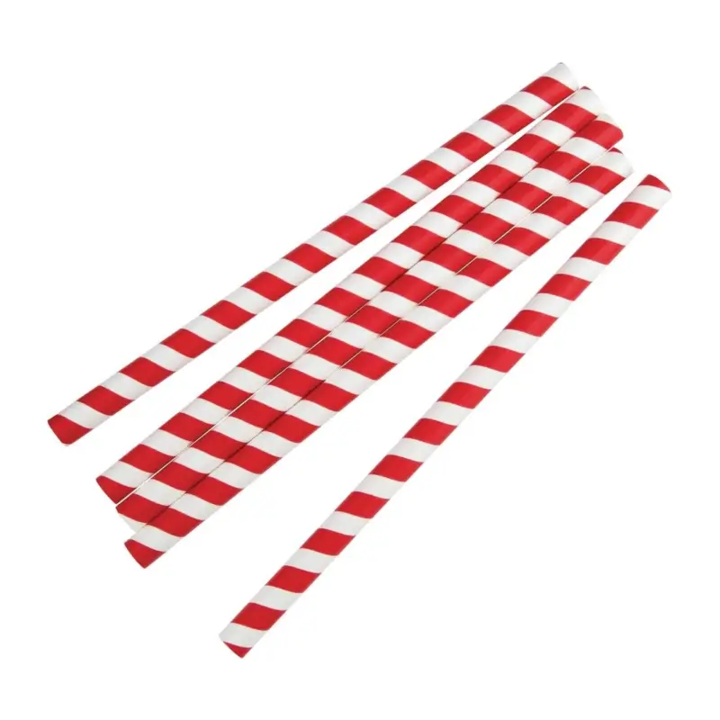 Finale Uitverkoop HorecaTraders Papieren | rood/wit gestreepte smoothierietjes | 250 Stuks