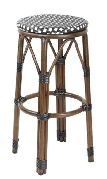 Dagaanbieding HorecaTraders Parijse Stijl PE Rieten Barkrukken Zwarte Stip Mix (2 stuks)