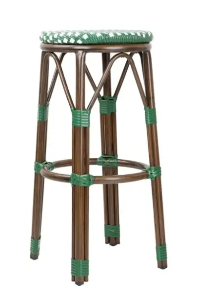 Goedkoop HorecaTraders Parijse Stijl PE Rotan Barkrukken Groen Stip Mix (2 Pack)