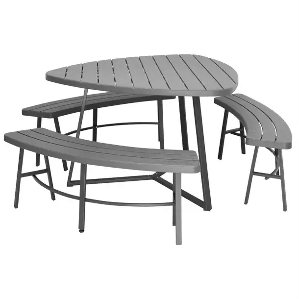 HorecaTraders Picknicktafel set met kunsthars houtlook | 116,8x118,9x74,5 cm Alleen Vandaag