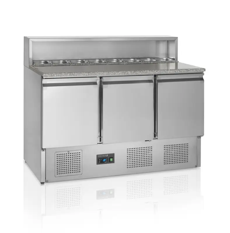 HorecaTraders Pizzatoonbank | RVS | 3-deurs | 130x52x50cm Dagaanbieding