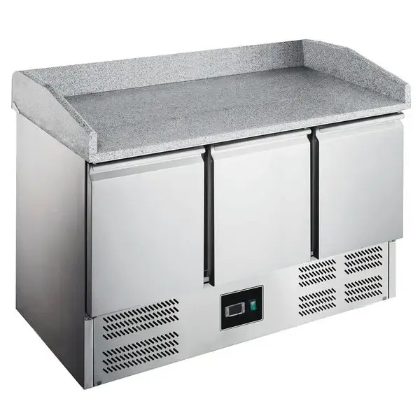 Saro Pizzawerkbank | 368L | 3 Deuren (1/1 GN) | +2°C/+8°C | Statisch + Ventilator | Wielen (Geremd) | 1400x700x866/1016(h)mm Favoriet