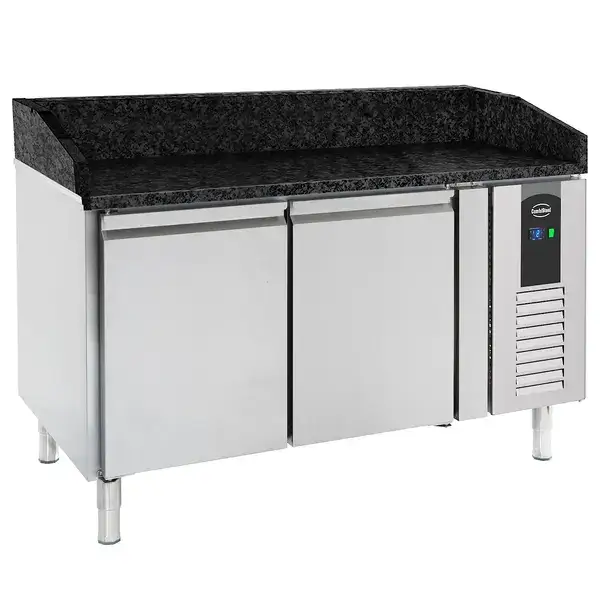 Beperkt Aanbod HorecaTraders Pizzawerkbank | 390L | 2 Deuren (EN600x400) | +2°C/+8°C | Geforceerd | 1510x800x850/1000(h)mm
