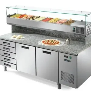 Afinox Pizzawerkbank met laden en 2 deuren 192x80x147 cm Populair