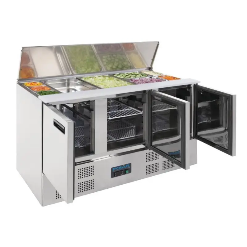 Speciale Aanbieding Polar RVS Saladette 3 deurs 85x137x70 cm | 4 x 1/1 GN