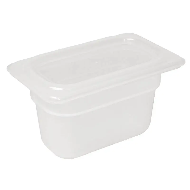 Vogue Polypropyleen GN bakken 1/9 met deksel 100mm (H) 0.85L (per 4) Laatste Versie