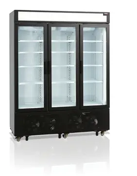 HorecaTraders Stalen Displayvrieskast | Drie glazen deuren | 1252 L Laatste Versie