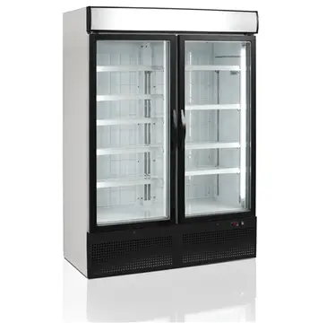 HorecaTraders Stalen Displayvriestkast met twee glazen deuren Zwart | 984 ltr Exclusieve Aanbieding