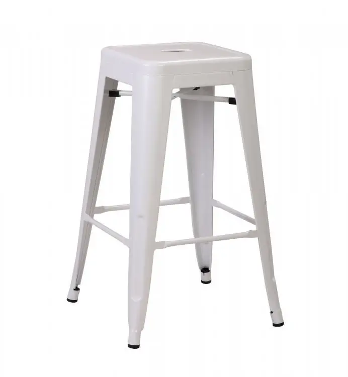 Must-Have HorecaTraders Stapelbare Barkruk Tolix | Staal | Wit | 4 stuks