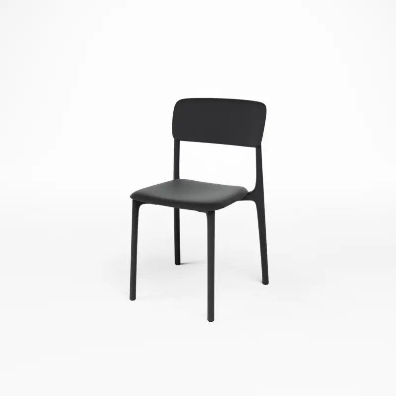 Nu Kopen HorecaTraders Stapelbare Stoel | Polypropyleen | Zwart | UV-bestendig | 44,5×48×79 cm | Set van 4