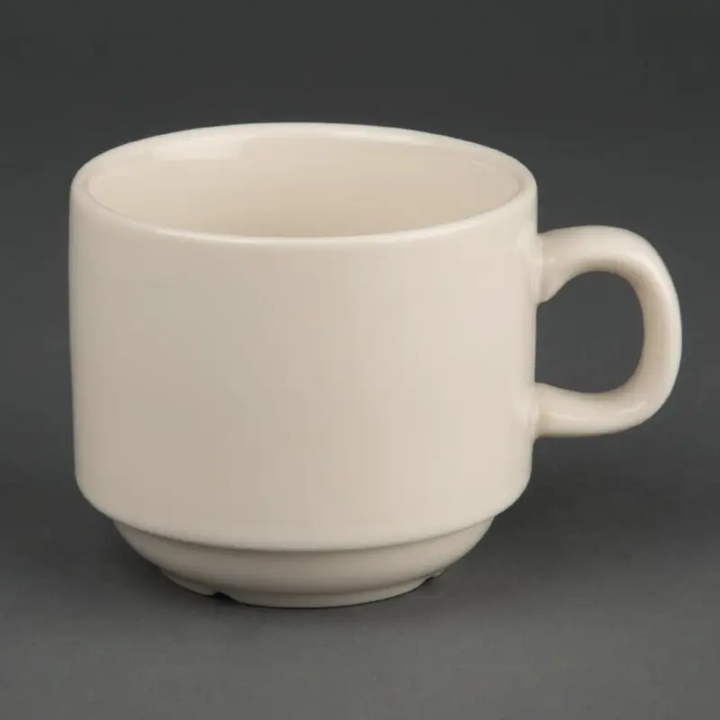 HorecaTraders Ivory stapelbare koffiekopjes 206ml (12 stuks) Flitsaanbieding