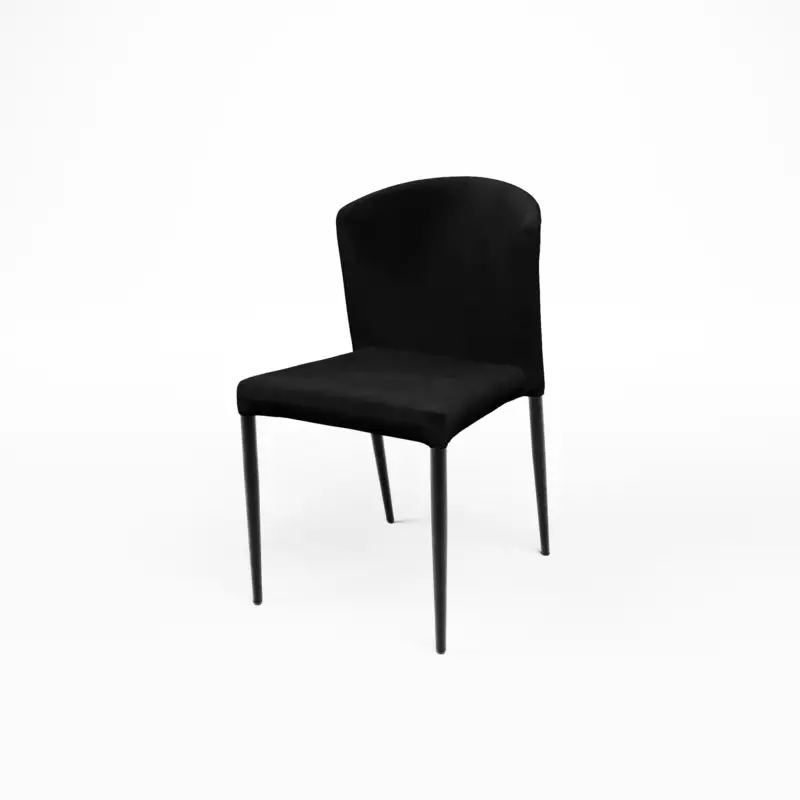 Alleen Vandaag HorecaTraders Stapelbare stoel | fluweelzwart | 56×44,5×85cm | zithoogte 48cm