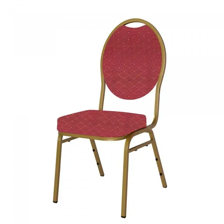 HorecaTraders Stapelstoel | Staal | Rood/Goud | 4 stuks Dagaanbieding