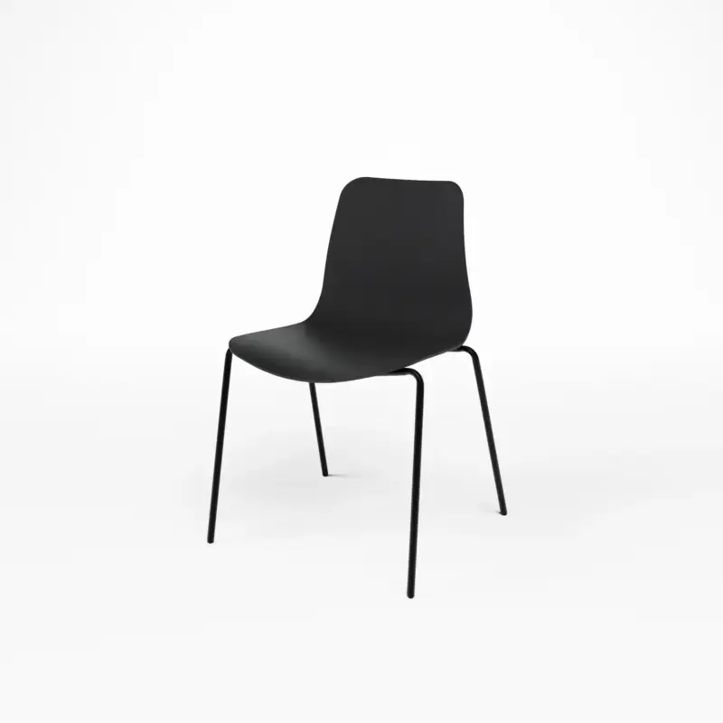 Populair HorecaTraders curvo stapelstoel | zwart |54 x 50 x 79 cm| 4 stuks