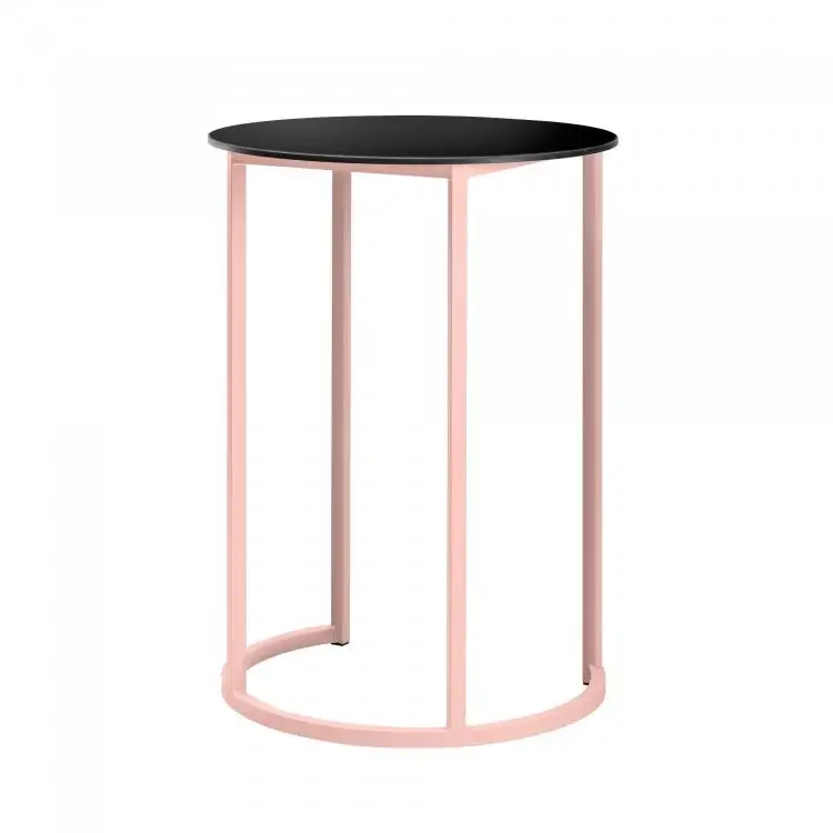 Uitverkoop HorecaTraders Statafel Kubo Curve | Aluminium/Volkern | Roze/Zwart | Ø80 x 110 cm