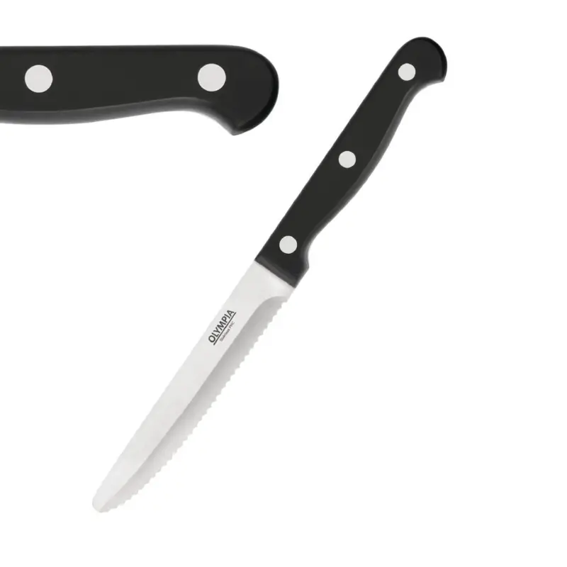 Speciale Aanbieding Olympia Steakmessen met ronde punt | 12 Stuks | Zwart