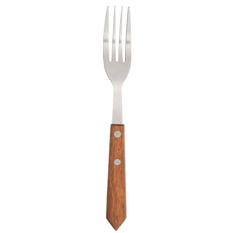 HorecaTraders Steakvork RVS Bruin Hout 19cm | 12 stuks Speciale Aanbieding